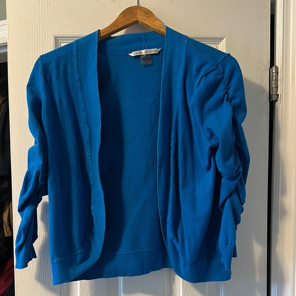Peter Nygard Blue Cardigan with Three-Quarter Sleeves